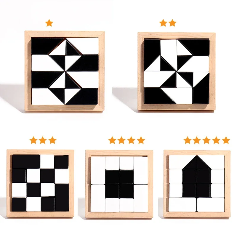 DIY Geometric Shape Puzzles Toys Montessori Logical Thinking Training Hidng Blocks Board Games Educational Toys For Kids Gifts