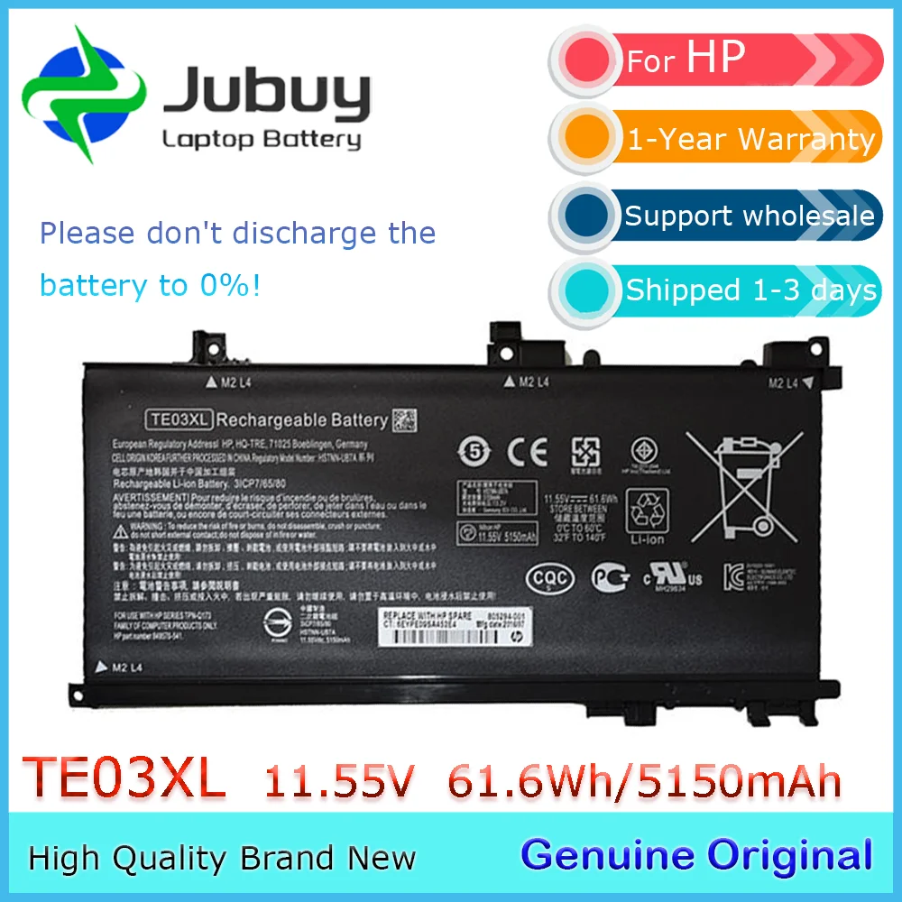 TE03XL 11.55V 61.6Wh Original Laptop Battery for HP Pavilion 15-bc Omen 15-AX Series 849910-850 849570-541