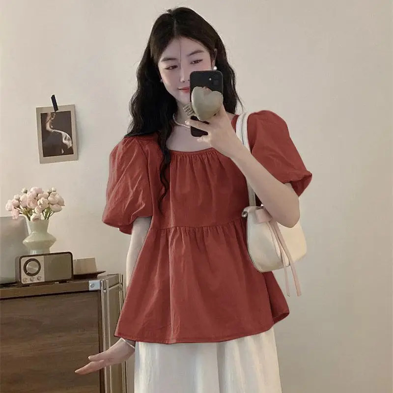 

women clothing women blouses shirt clothing women womens tops Puff sleeve pullover short sleeve shirt women's summer new tops