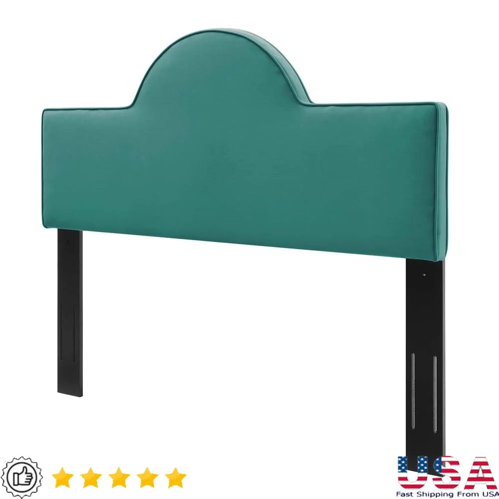 

Modern Performance Velvet Headboard Full Queen Beds Stain Resistant Adjustable Height Teal Green Foam Padded Supportive Design