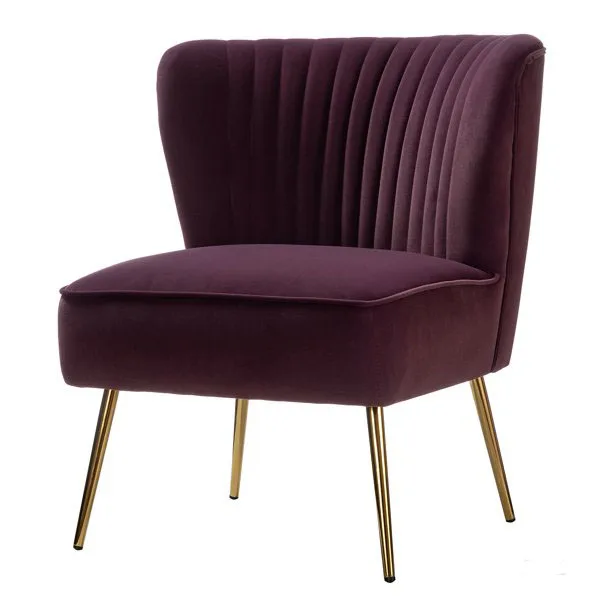 Mid Century Recliner Purple Velvet Dining Chairs Sofa Chair