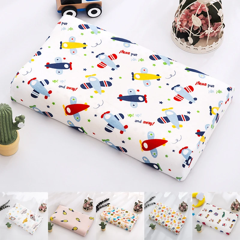 Soft Cotton Pillowcase Children's Latex Pillowcase Baby Cartoon Rubber Memory Pillow Cover Dinosaur Cushions Cover Home Decor