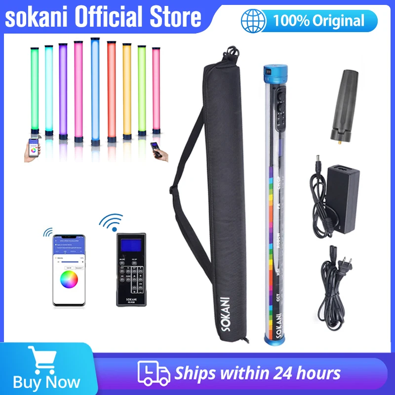 Sokani X25 RGB Bi-Color LED Video Light Wand Stick with APP Control with Full Color Dimming 2800K-10000K Rechargeable Battery