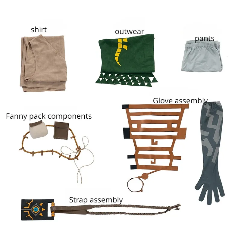 새로운 도착 고품질 왕국의 눈물 젤다 코스프레 링크 의상 할로윈 카니발 파티 남자 정장 맞춤 제작
