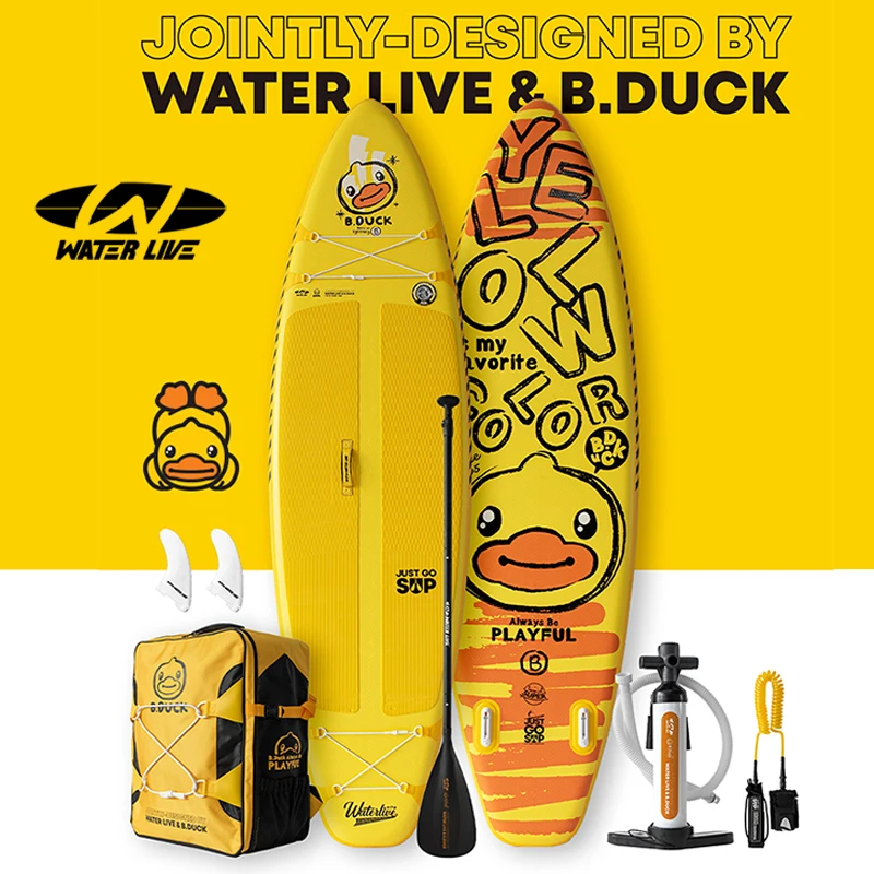 

WATER LIVE B.Duck Paddle Board Professional Surfboard 10'0"x32"x6" Stand Up Inflatable SUP Double Tail Fin Water Sport Surf Set