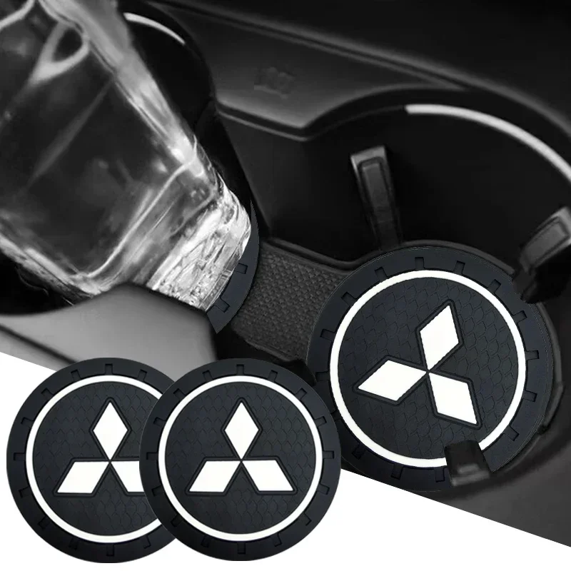 2PCS Car Coaster Water Cup Holder Anti-skid Pad For Mitsubishi ASX Lancer Mirage Pajero Sport Xpander Attrage Outlander L200 EVO