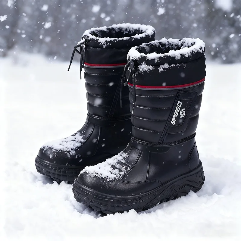 Men's Winter Warm Thickened Fleece Lined Anti-slip Work Shoes Snow Boots Waterproof Outdoor Sports Cotton Shoes