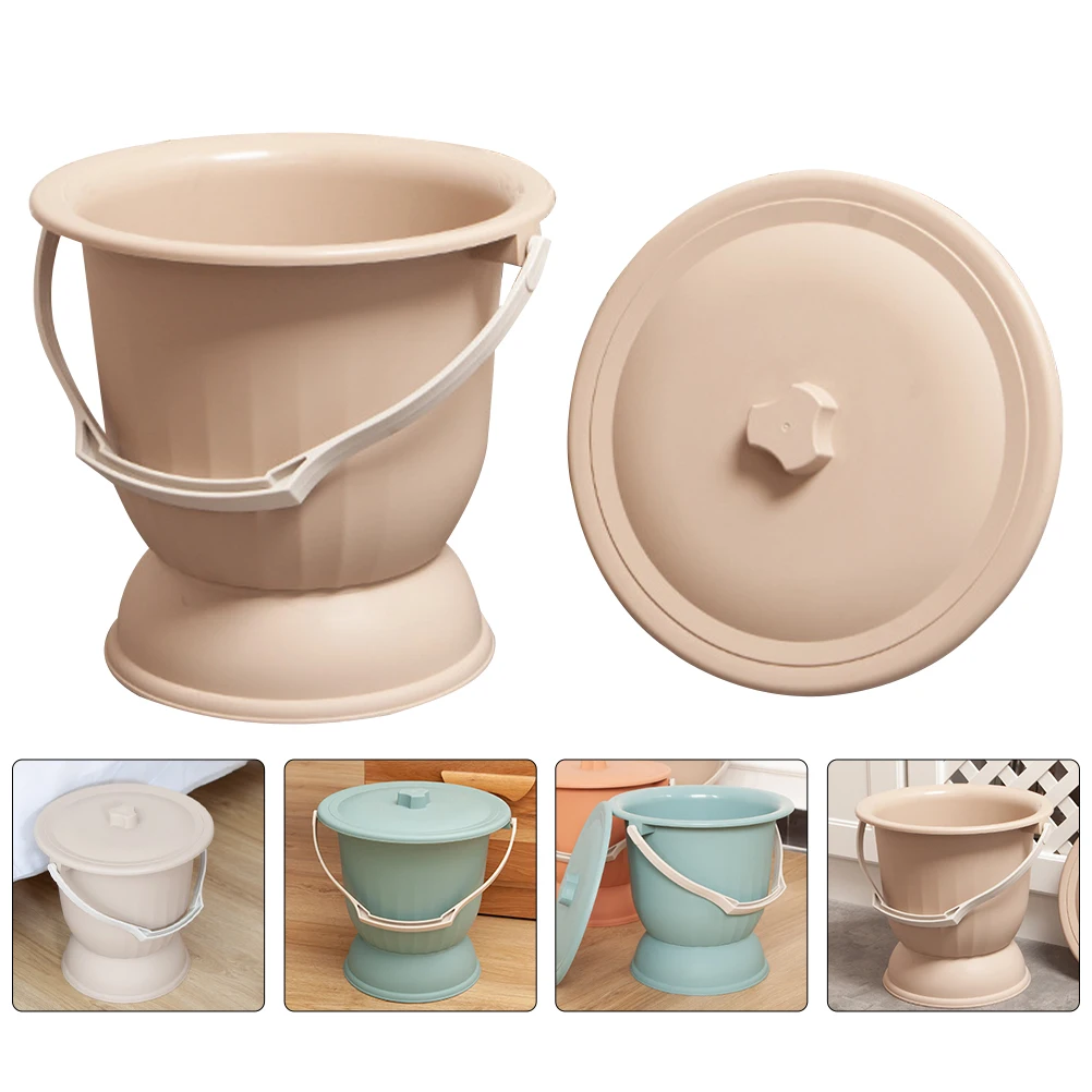 

Plastic Chamber Pot with Lid Heavy Duty Anti Odor Urinal for Elder Portable Bedside Toilet Night Use Spittoon