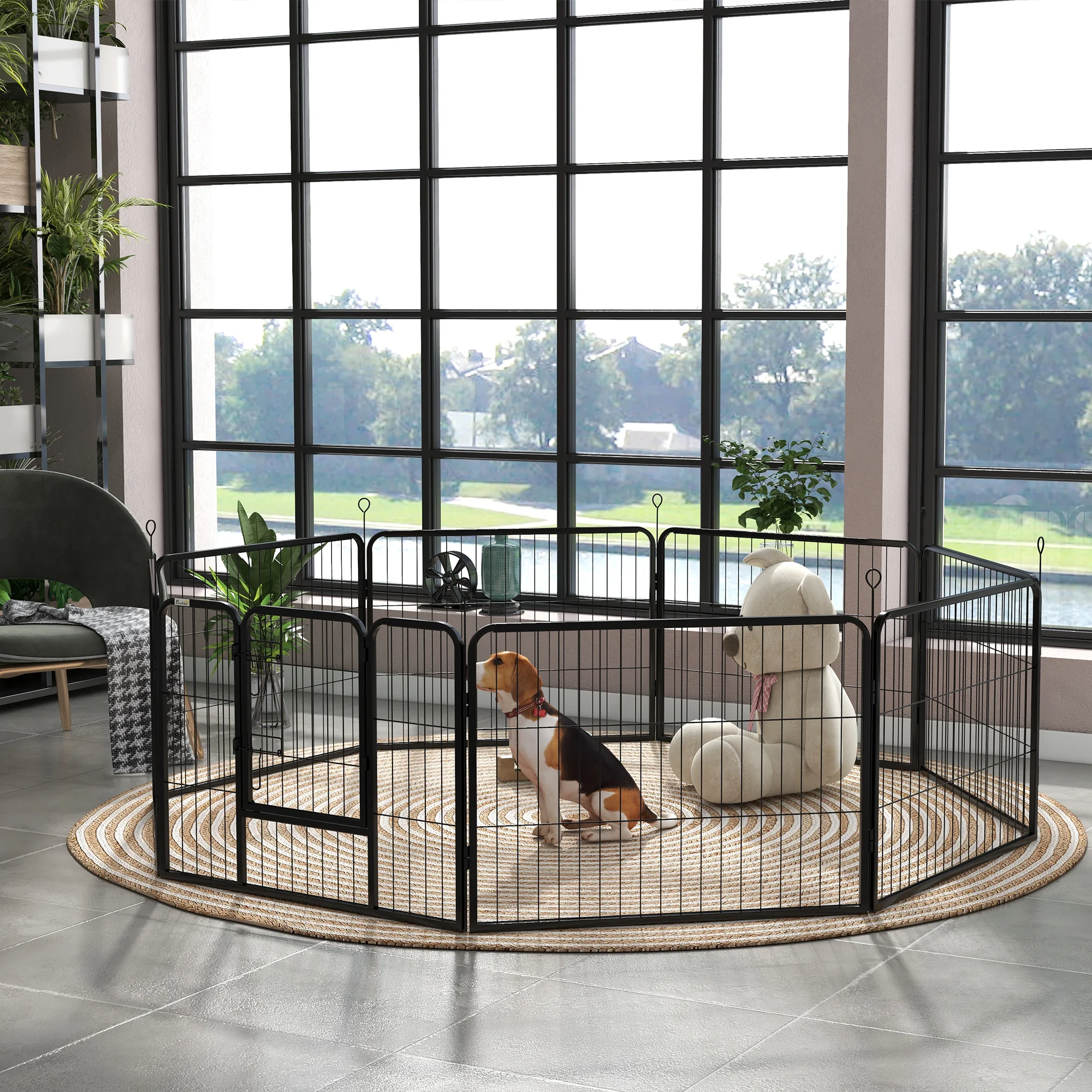 PawHut 8 panel dog park 80x60 cm customizable shape black