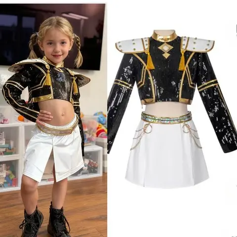 Zoey Cosplay Costume Wig Set Black Golden Halloween Christmas Womens Girl Tops Skirt Uniform Outfits