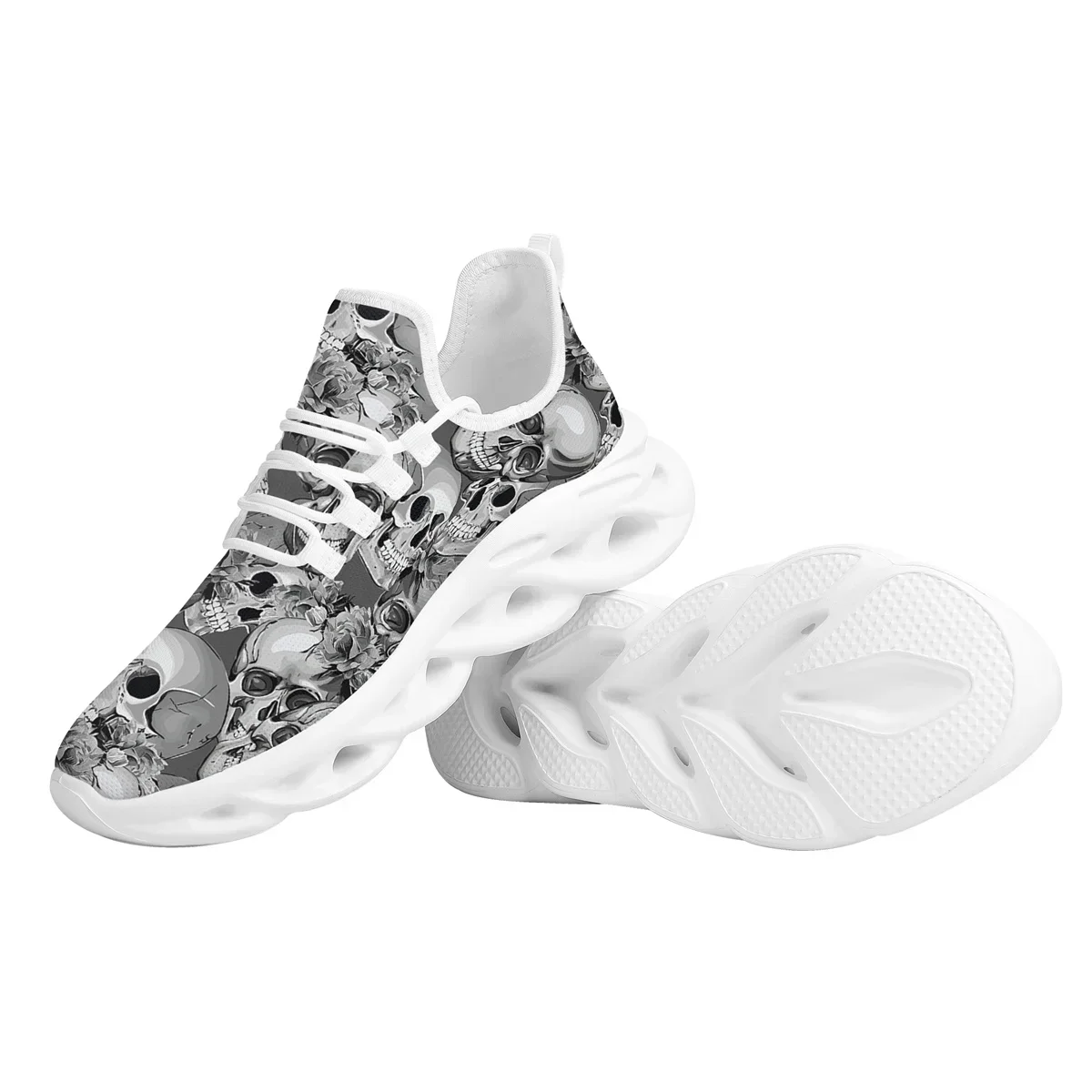 Gothic Skull Print Ladies Casual Vulcanized Shoes New Comfort Jogging Shoes Fashion Lace Up Sneakers Zapatos Mujer
