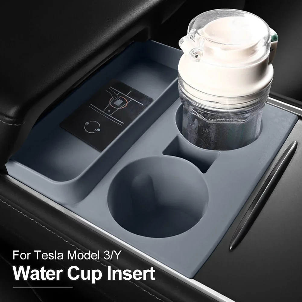 

For Tesla Model 3/Y Central Control Water Cup Limiter Silicone Coaster Interior Modification Storage Trough Accessories