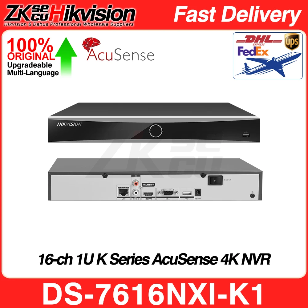 hikvision network video recorder ds7616nxi k1 4k 1u 16ch no poe acusense 1sata nvr 8mp ai por camera md20 vigilancia 01