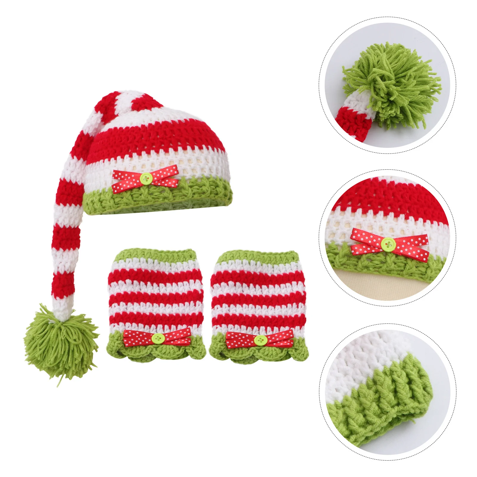 Christmas Style Knitted Baby Clothes Set for 0-3 Months Newborn Infant Handmade Crochet Hat Breathable Elastic Design Perfect