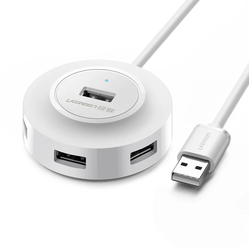 UGREEN USB 2.0 Hub Adaptador multifuncional de 4 puertos con cable de extensión USB Transferencia rápida de datos Admite discos duros de alta capacidad