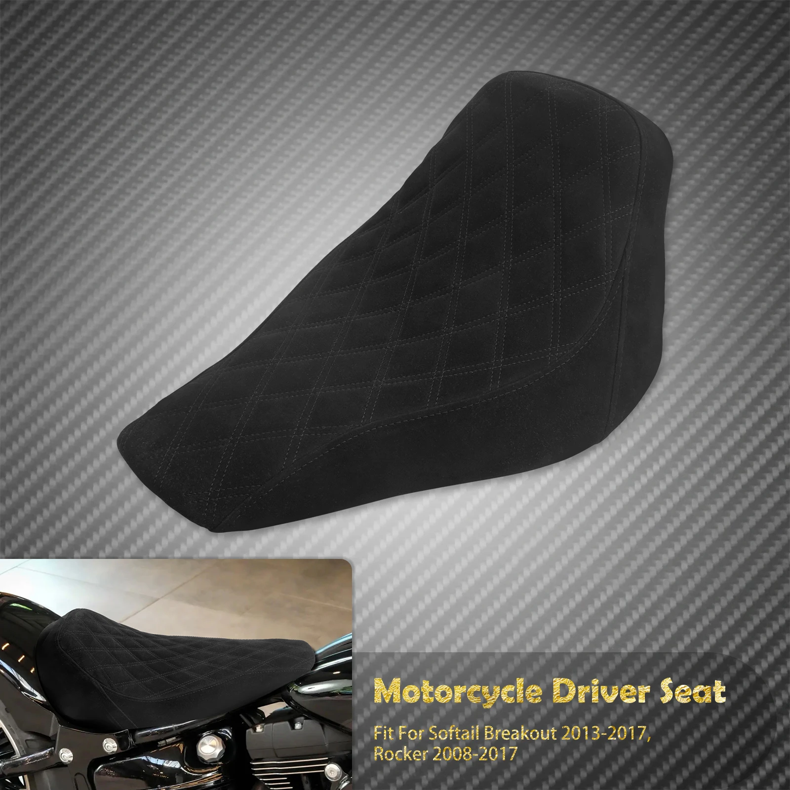 Motorfiets Diamond Driver Solo Seat Front Lederen Laag Profiel Kussen Voor Harley Softail Breakout FXBR Rocker FXCW 2008-2017
