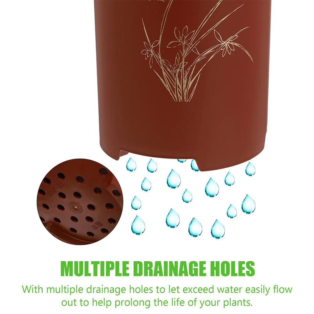 

1Set Resin Orchid Flowerpot Simulated Purple Clay with Multiple Drainage Holes for Home Balcony Garden Planter