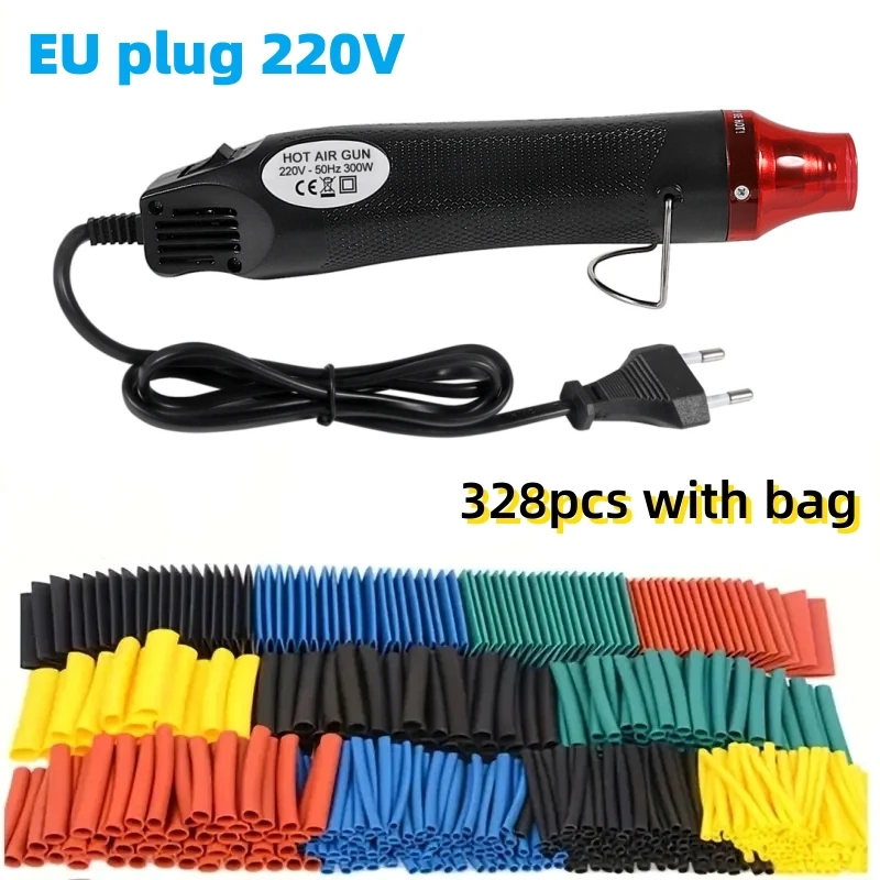 300W Hot Air Heat Gun 127/328/530pcs Heat Shrink Tube With Hot Air Guns Kit EU 220V Heat Shrink Tubing Kit 2:1