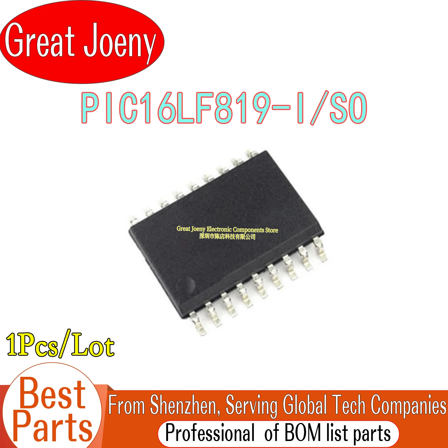100% New Original PIC16LF819-I/SO PIC16LF819 IC MCU Chipset SOP-18