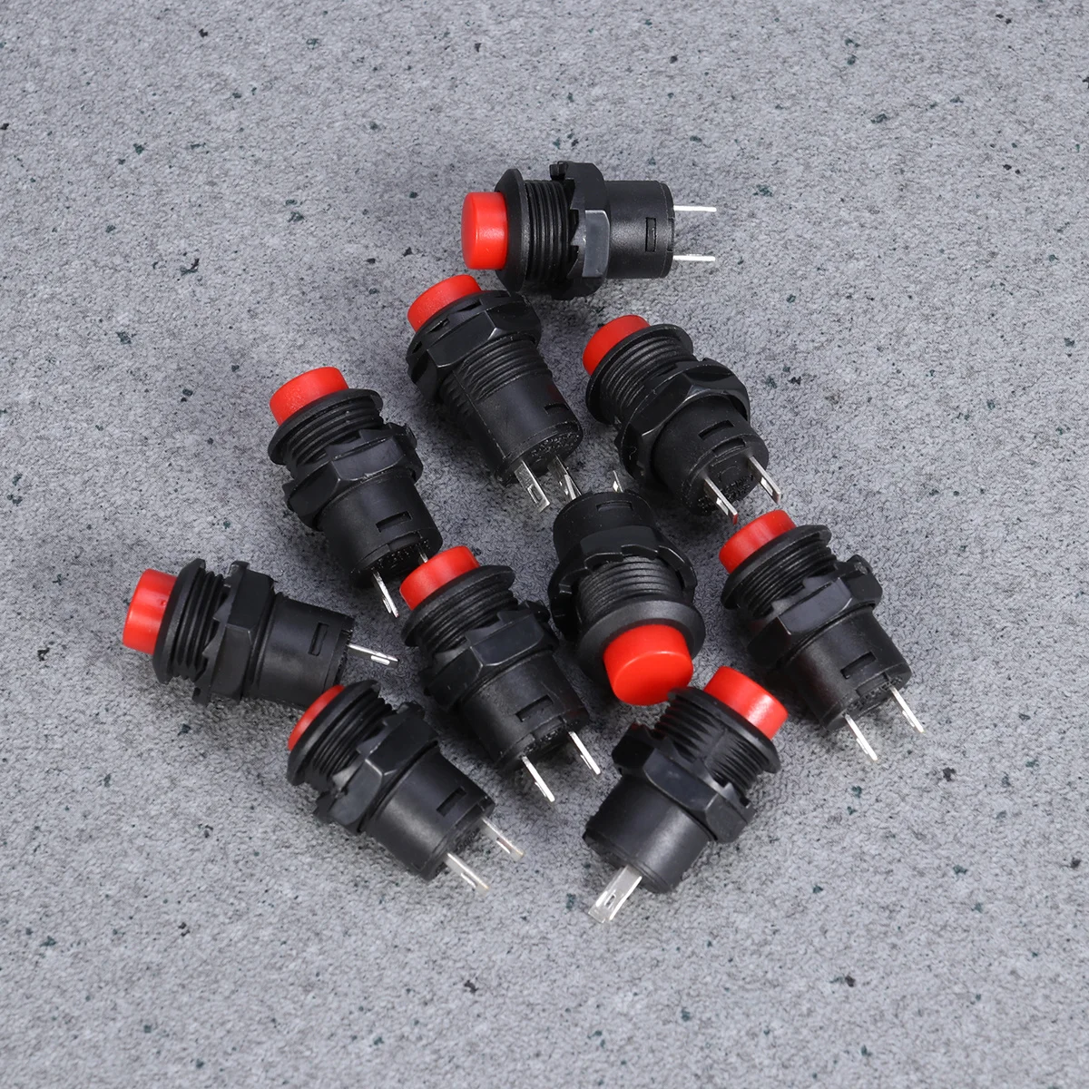

10Pcs Self Locking Spst Push Button Switch Latching Round Red Black 3a 125V Screw Mount for Automotive Electrical Toolboxes