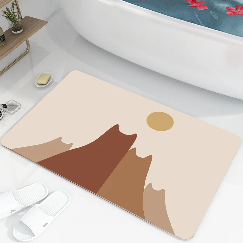 Illustration Air Door Rug Abstract Cat Snow Mountain Pattern Carpet Bathroom Bathtub Anti Slip Mat Home Decoration