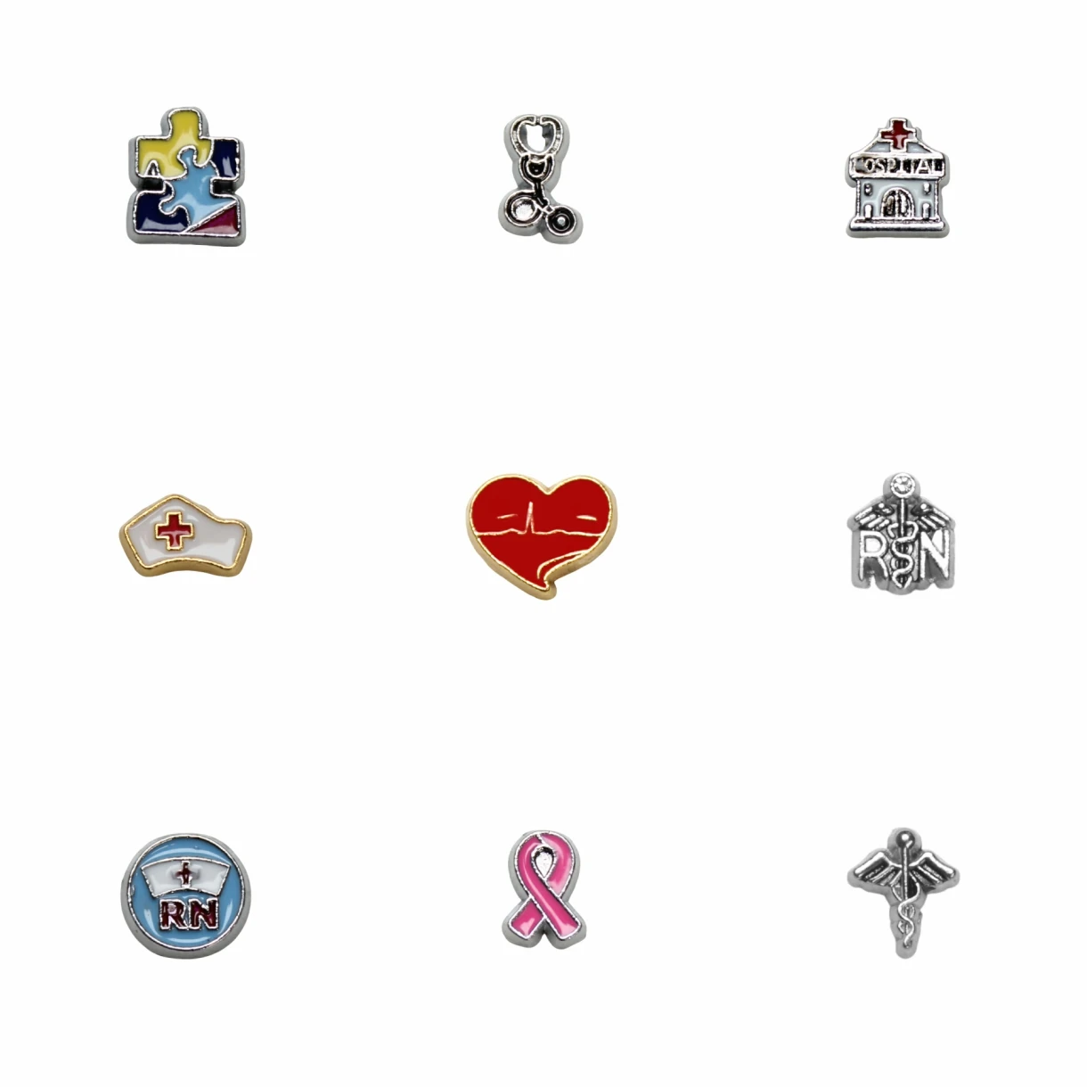 Medical Care Floating Charms 10pcs Mixed Style For Glass Living Memory Locket Women Jewelry Making DIY Accessories Women Gift