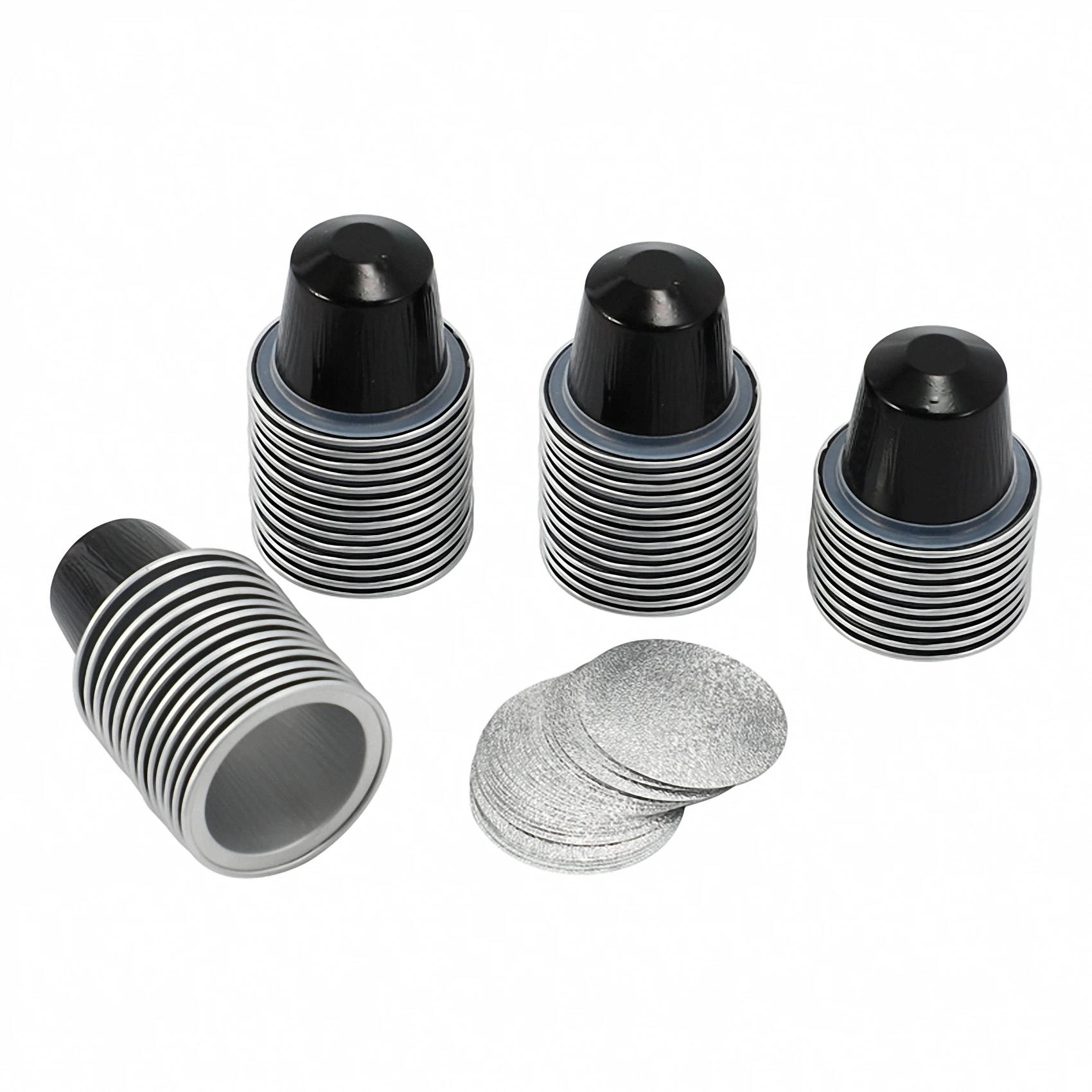 50Sets Refillable Coffee Capsules Cup Disposable Coffee Capsules Packaging Cafe Supplies for Black