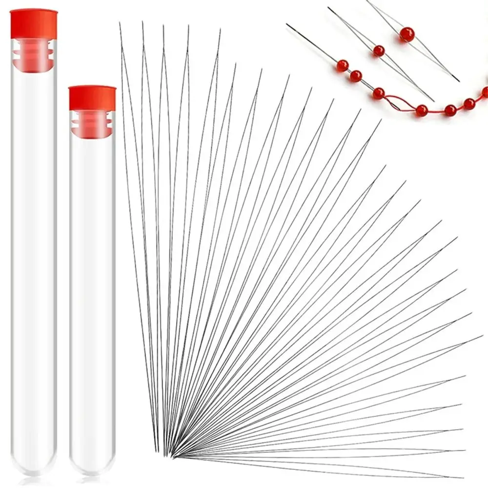 

5Pcs/Set Durable DIY Seed Beads Needle Open Curved Stainless Steel Beading Pins Collapsible Threading Pins Making Supplies