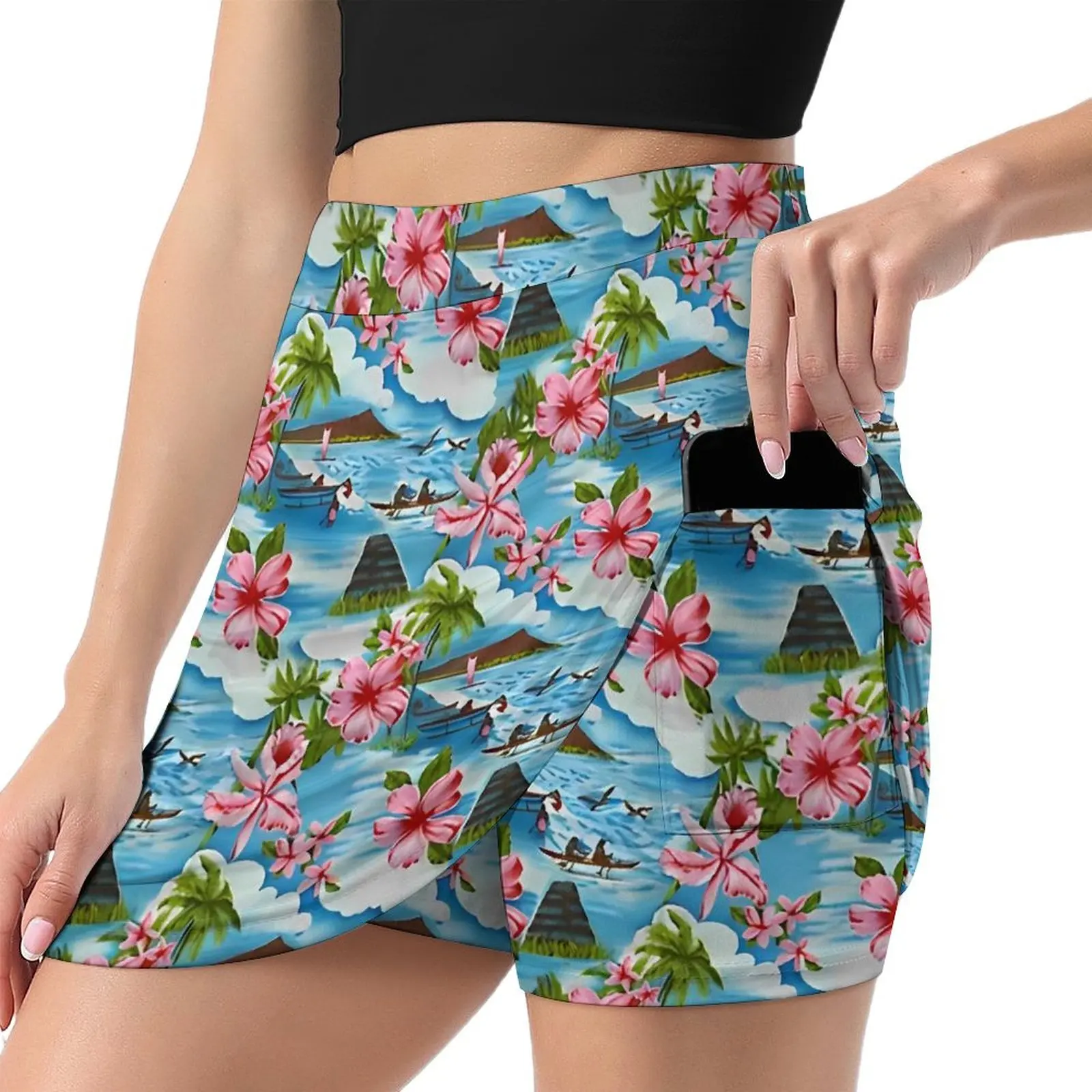 Hawaiian Scenes Skirt Summer Palm Trees Y2K Casual A-line Skirts Elegant Mini Skirt Female Custom Oversized Short Bottoms