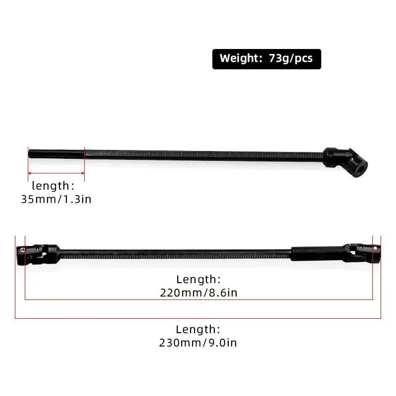 الصلب 85-230 مللي متر قطع إلى طول عمود الإدارة العالمي المشترك محرك رمح ل 1/10 RC الزاحف LCG الحفارات Sportys Scalers كابرا SCX10 Pro