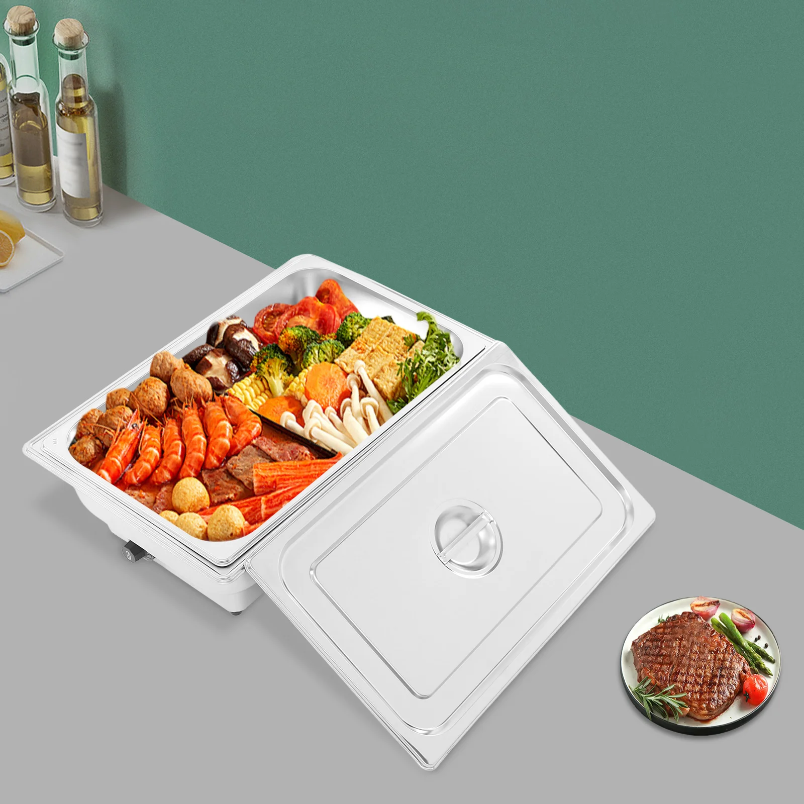 

Электрическая жаровня, жаровня из нержавеющей стали для шведского стола, коммерческая подогреватель еды с контролем температуры, обеденная плита