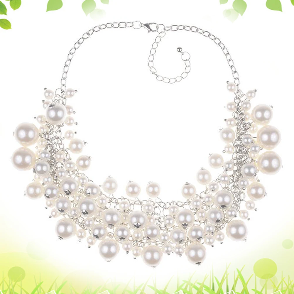 1 個のプラスチックパールネックレスシックなペンダントパーティーコスチュームジュエリーアクセサリーシミュレーションプラスチックジュエリーマスカレードファンシーボール用