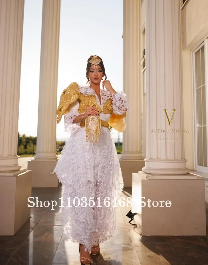 Spitzen-Ethnisches Algerisches Hochzeitskleid Maßgeschneidertes Arabisches Brautkleid Formelles Abendkleid Verlobungskleid Geburtstagskleid 2026