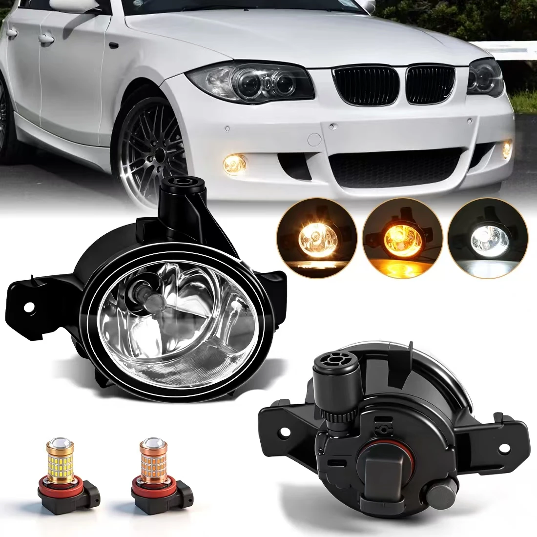 

2pcs Fog Light For BMW 1 Series E82 E87 E88 X3 E83 X5 E70 Front Bumper Driving Fog Lamp Halogen Foglight 63176924655 63176924656