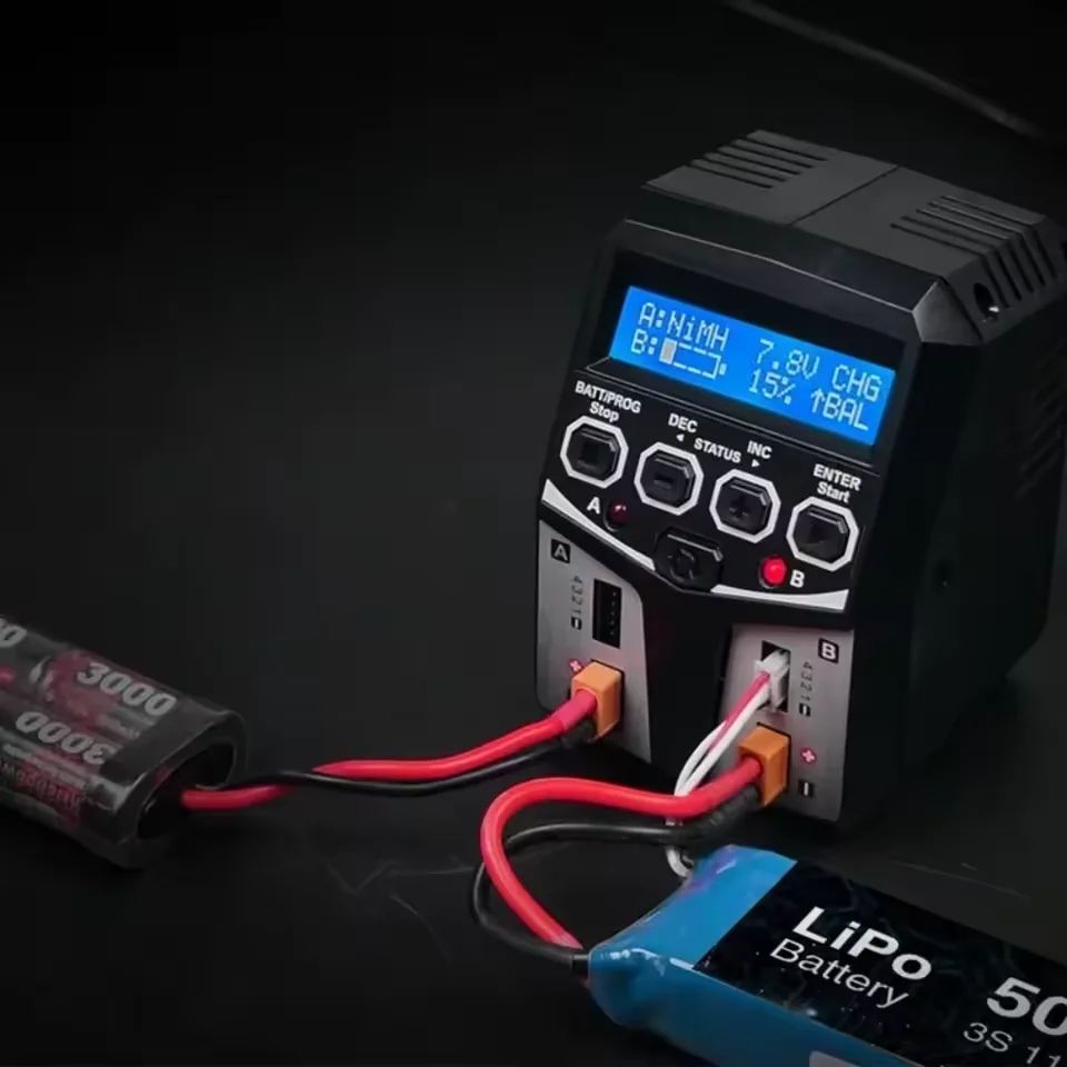 

SKYRC T100 Lipo Battery Charger Dual AC 100W 5A Balance Charger Discharger for 2S 3S 4S LiPo LiHV LiFe Lilon NiMH NiCd Batteries