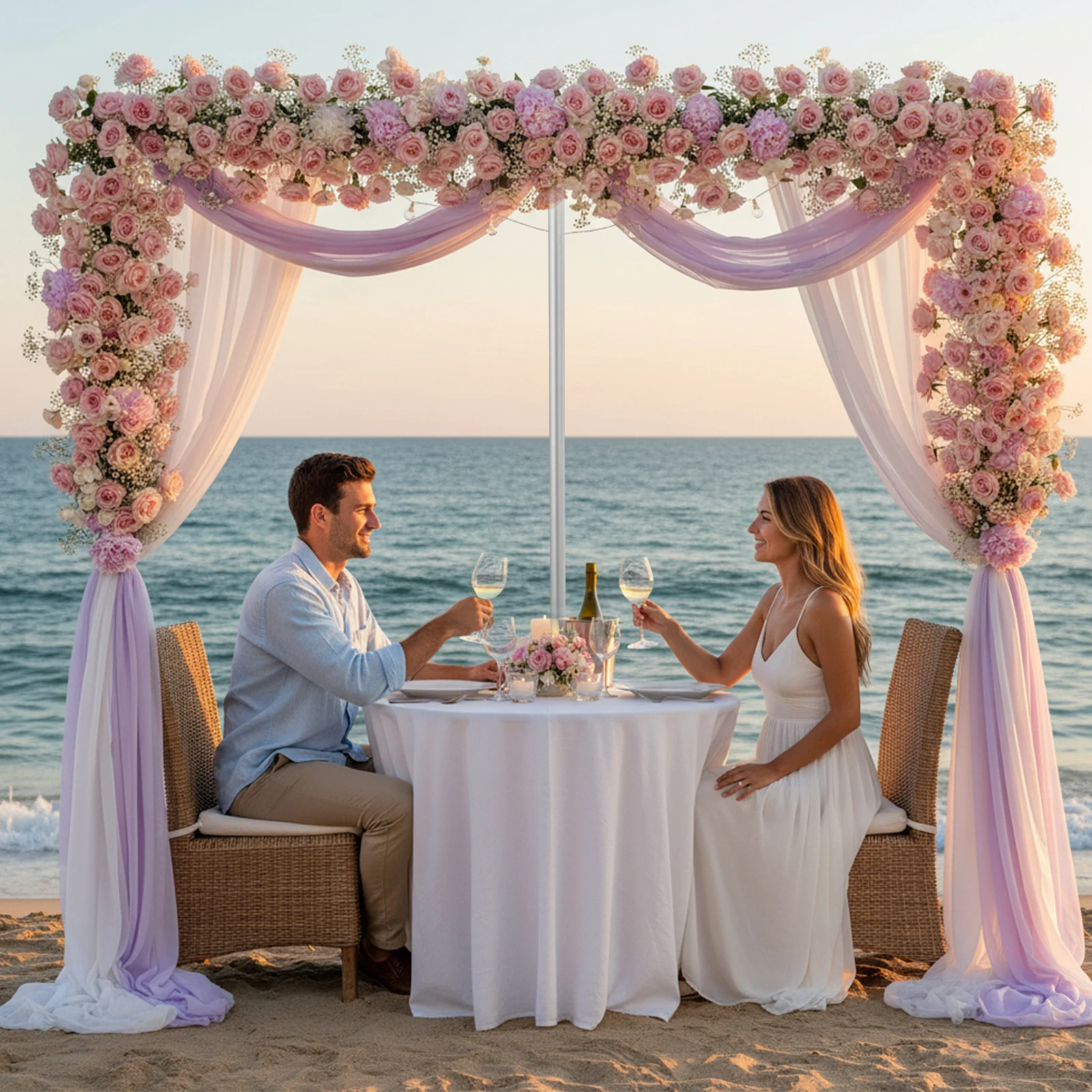 

Wedding Arch Backdrop Stand 118x236inch Double Crossbar with Metal Base Height Adjustable for Parties Birthday Wedding