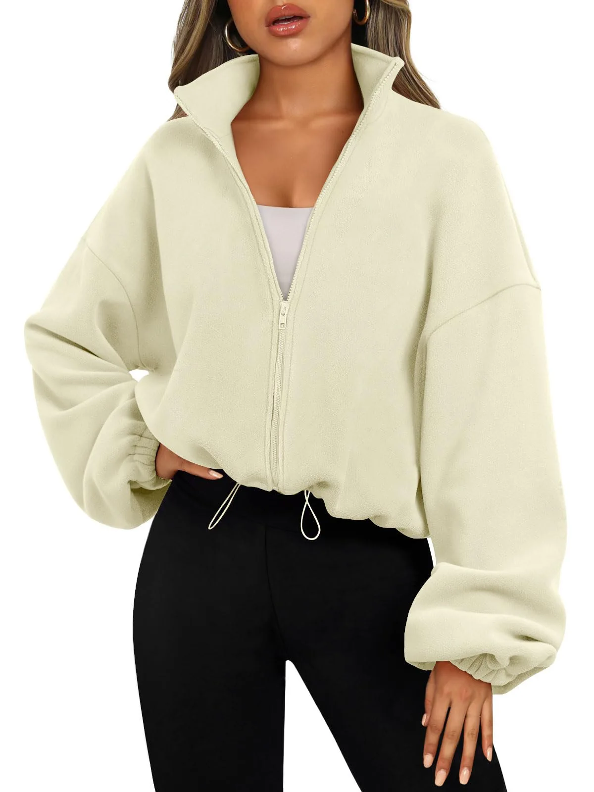 

Women's Coat Autumn Zip Oversized Sweatshirt Comfortable Casual Jacket Long Sleeve Fleece Sweater