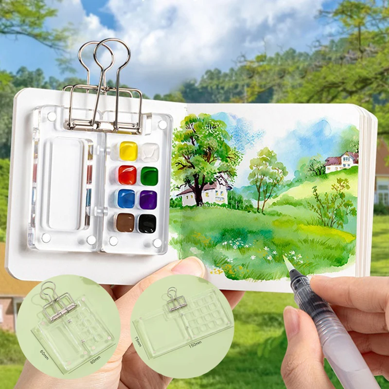 8/15 Grids Acrylic Mini Watercolor Palette Portable Paint Box Travel Painting Watercolor Paint Tray Art Supplies