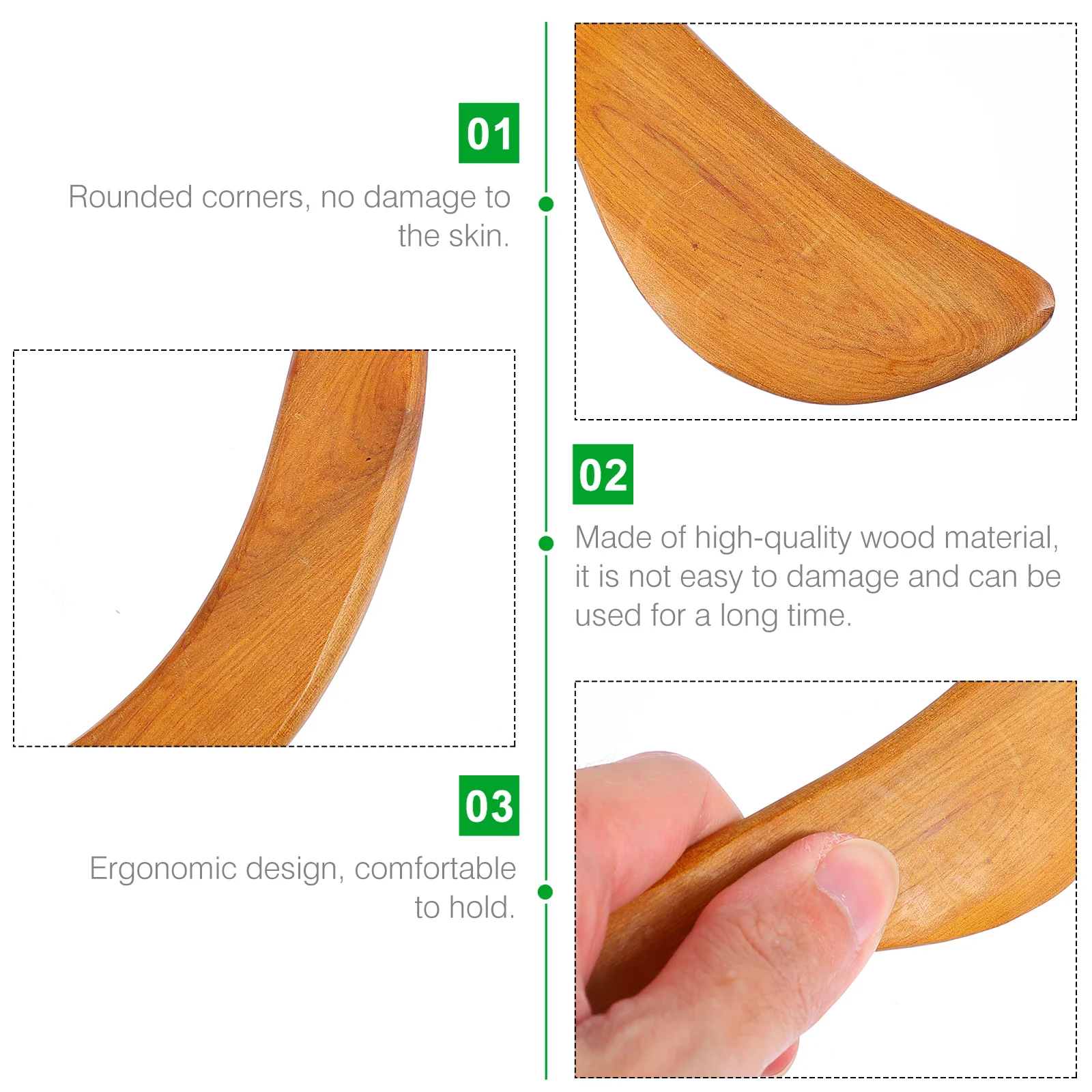 2 Pcs S-shaped Scraping Knife Guasha Massage Tool Scrapping Board Body Tools Wood Wooden