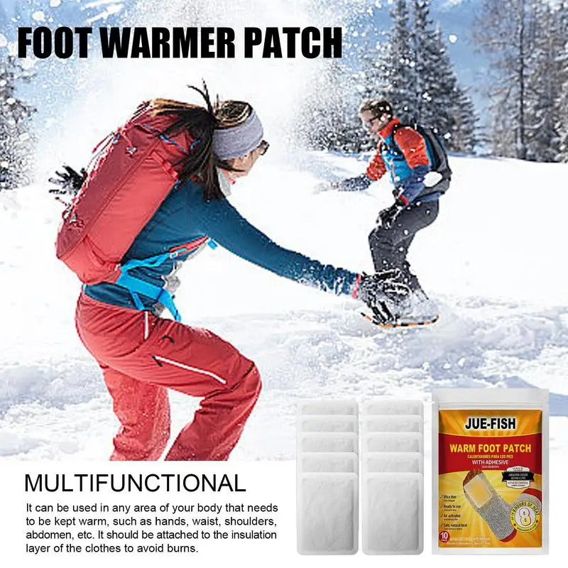 

Odorless Hot Footbed Heater Winter Warm Patch Footbed 10PCS/Bag Instant Shoe Pad Footbed with Adhesive Air Activated Heating