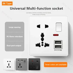 Universal 5-pin Dual USB charging socket,White smart 18W Fast Charging Type C Power Outlet plug,UK Wall electrical socket 220V