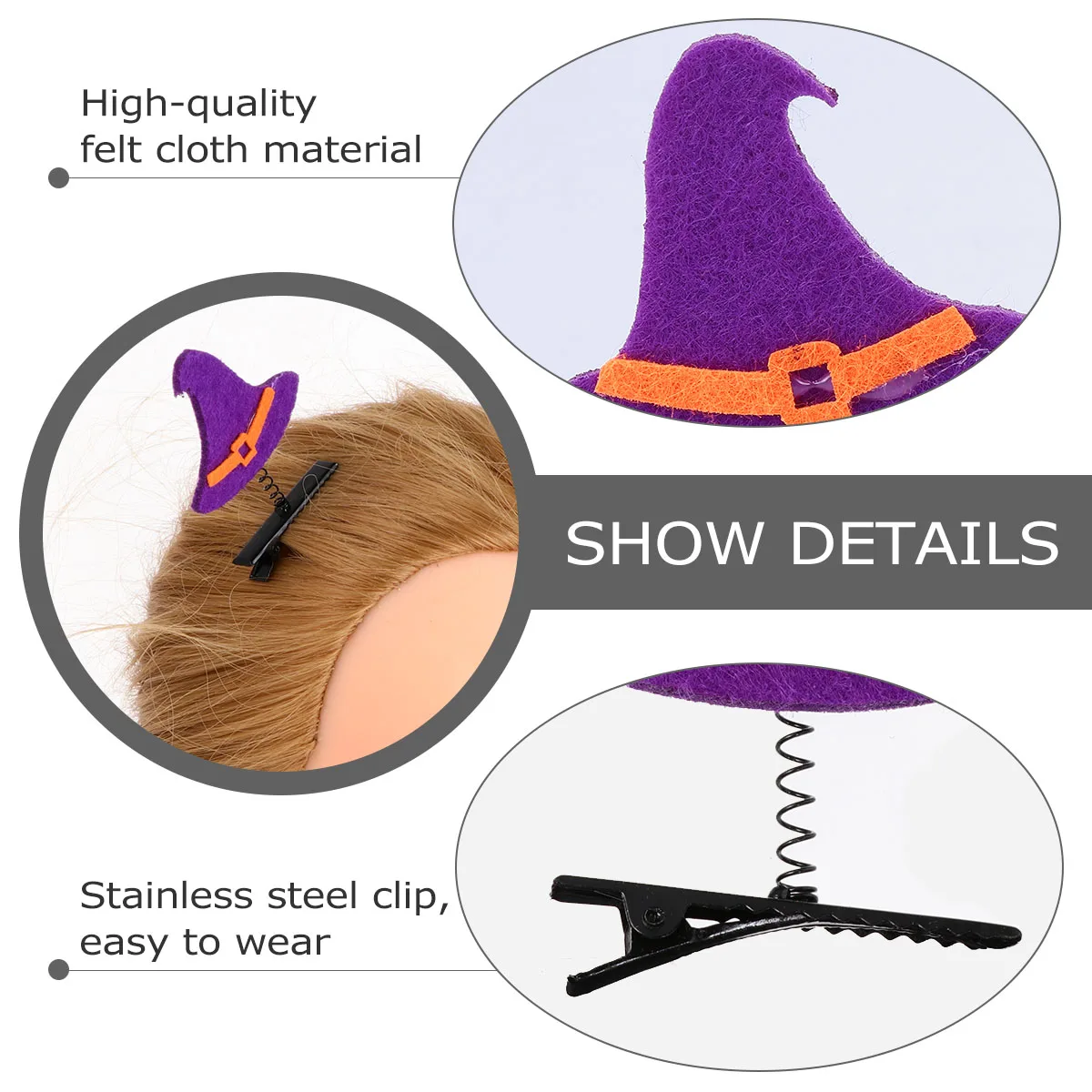 

11 Pcs Clips Set Durable Halloween Cartoon Design Party Accessories Girls Hair Clips Accessories Props Gift Award