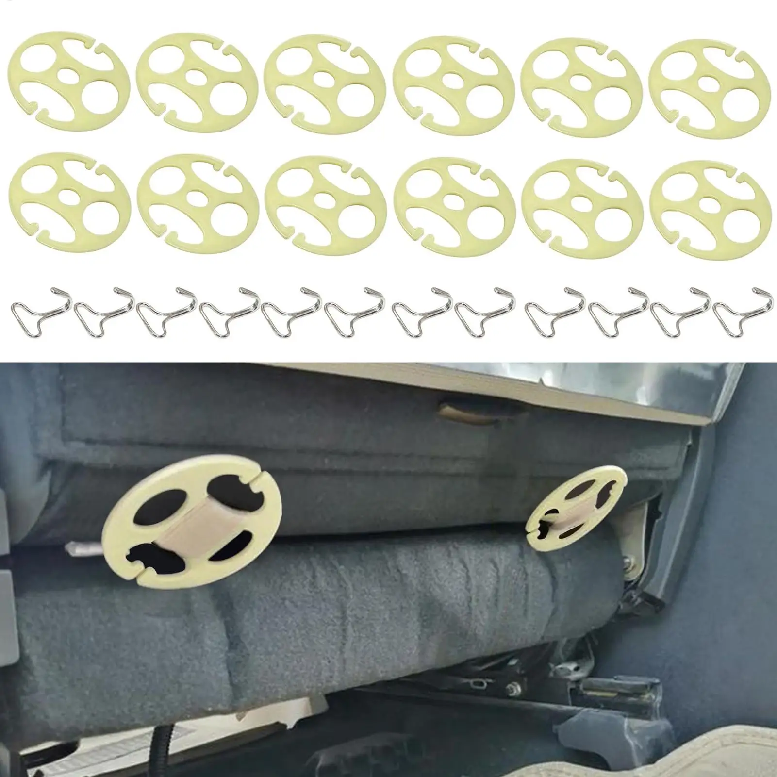 1Set Autositzbezug Clips Autositzbezug Pflaume Platte Metallhaken 12 Stück Autositzbezüge Spannfutter und 12 Stück Metallhaken Verriegelungsclip