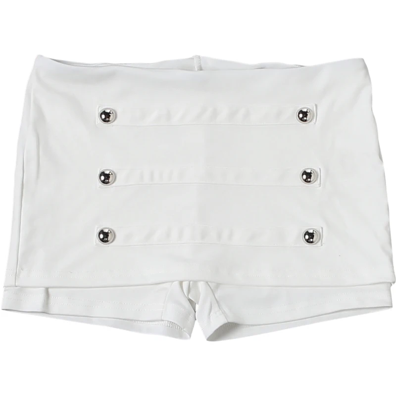 Sisterlinda Damen Hottie Short mit zweireihiger Dekoration, Falten, elastische Taille, hohe Elastizität, Hottie Midnight Fashion Streetwear – Detail 5