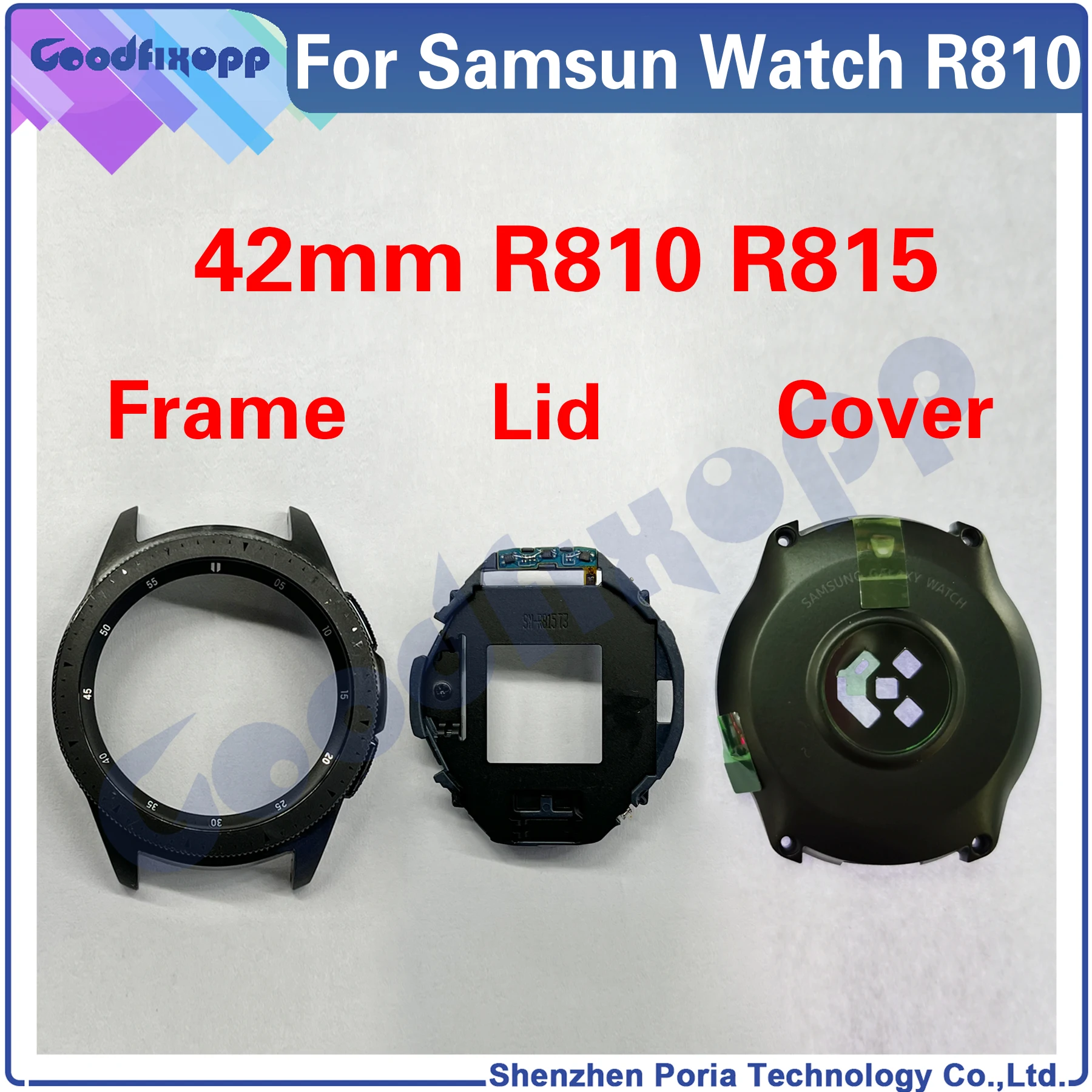 For Samsung Galaxy Watch 42mm SM-R810 R810 R815 Front Frame Battery Back Cover Middle Frame Rear Lid Rear Case Cover Repair