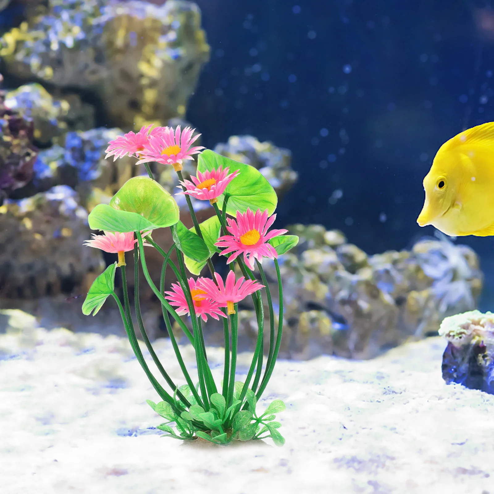 

Delicate Artificial Lotus Flower for Aquarium Fish Tank Plants Plastic Fake Grass Decor Realistic Aquatic Landscape Ornament