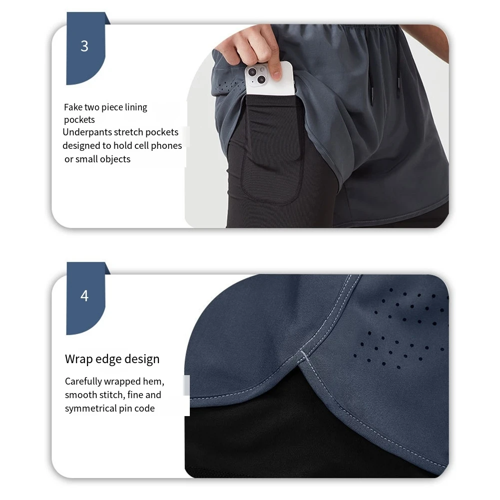 Anti Chafe Shorts Breathable Running Shorts High Elasticity Polyester Fabric Solid Color Design Anti-Chafing Layer