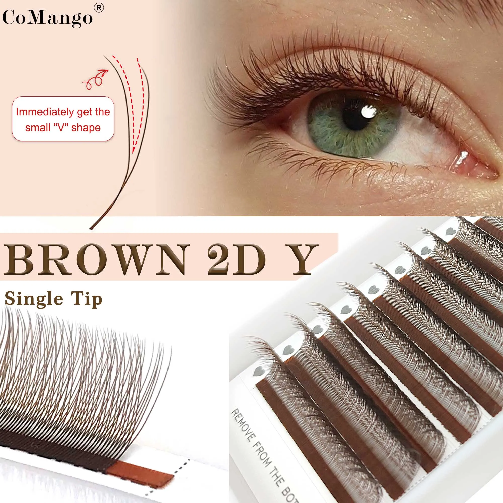 

Premium Single Tip 2D Y Eyelash Extension Black Brown Ultra-thin 1D Y Lash Lightweight Premade Fans Mesh Net Cross Lash
