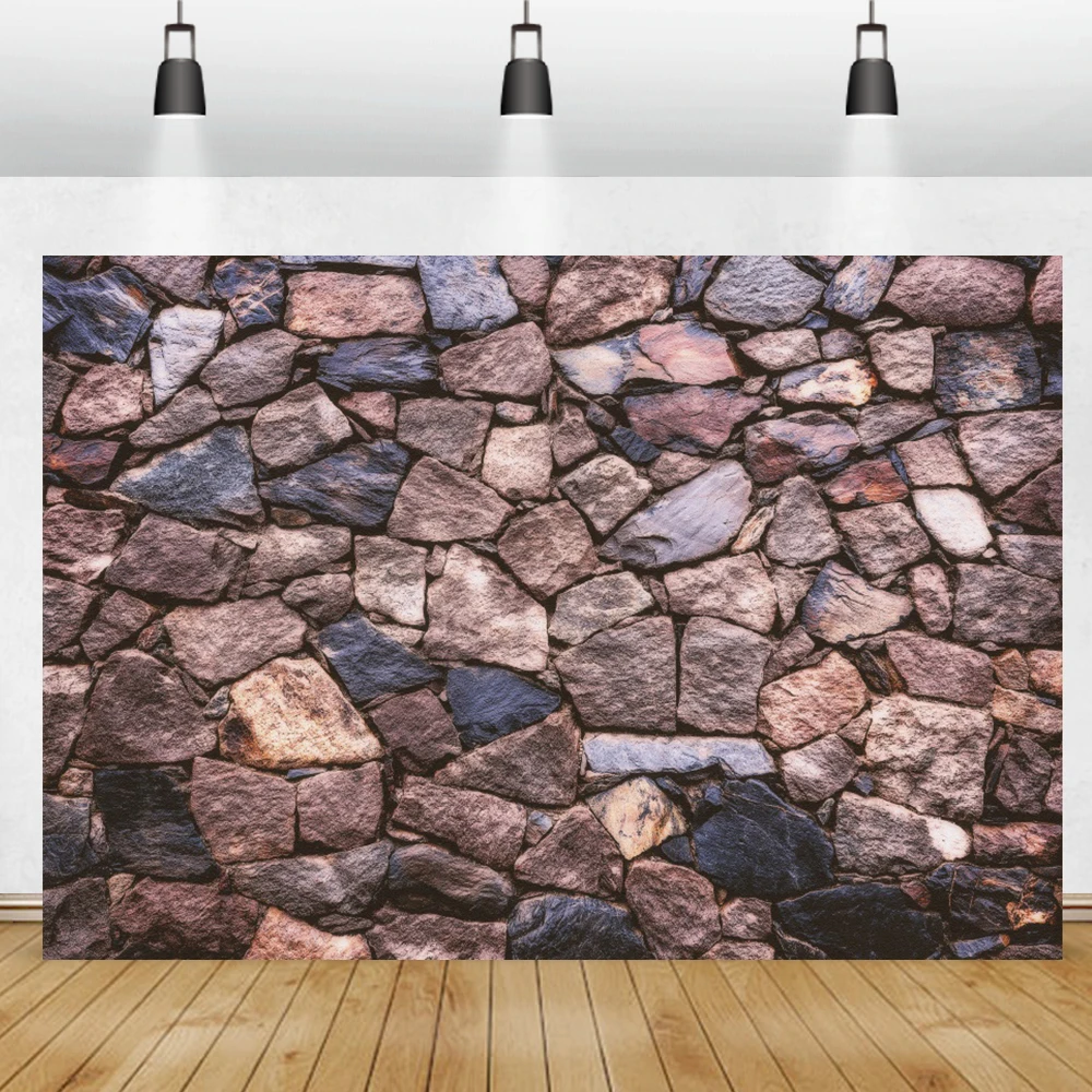 Laeacco Vintage Stone Brick Wall Photo Backdrop Gray Texture Rock Seam Interior Decor Child Kids Portrait Photography Background