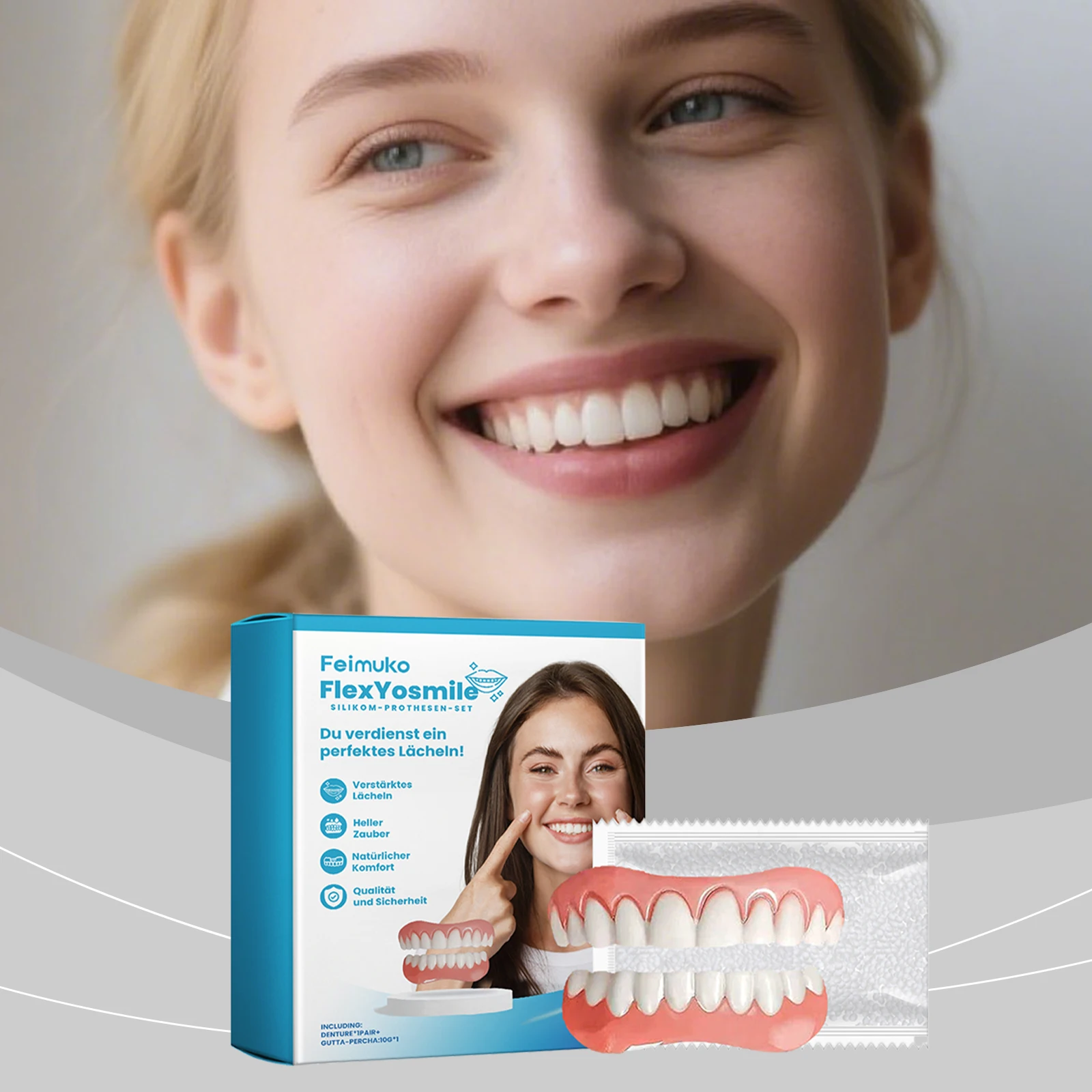 

Набор для ухода за зубными протезами — улучшенная посадка, надежное изношение, легкое ежедневное использование и эстетический уход за зубами, нежный комфорт на весь день